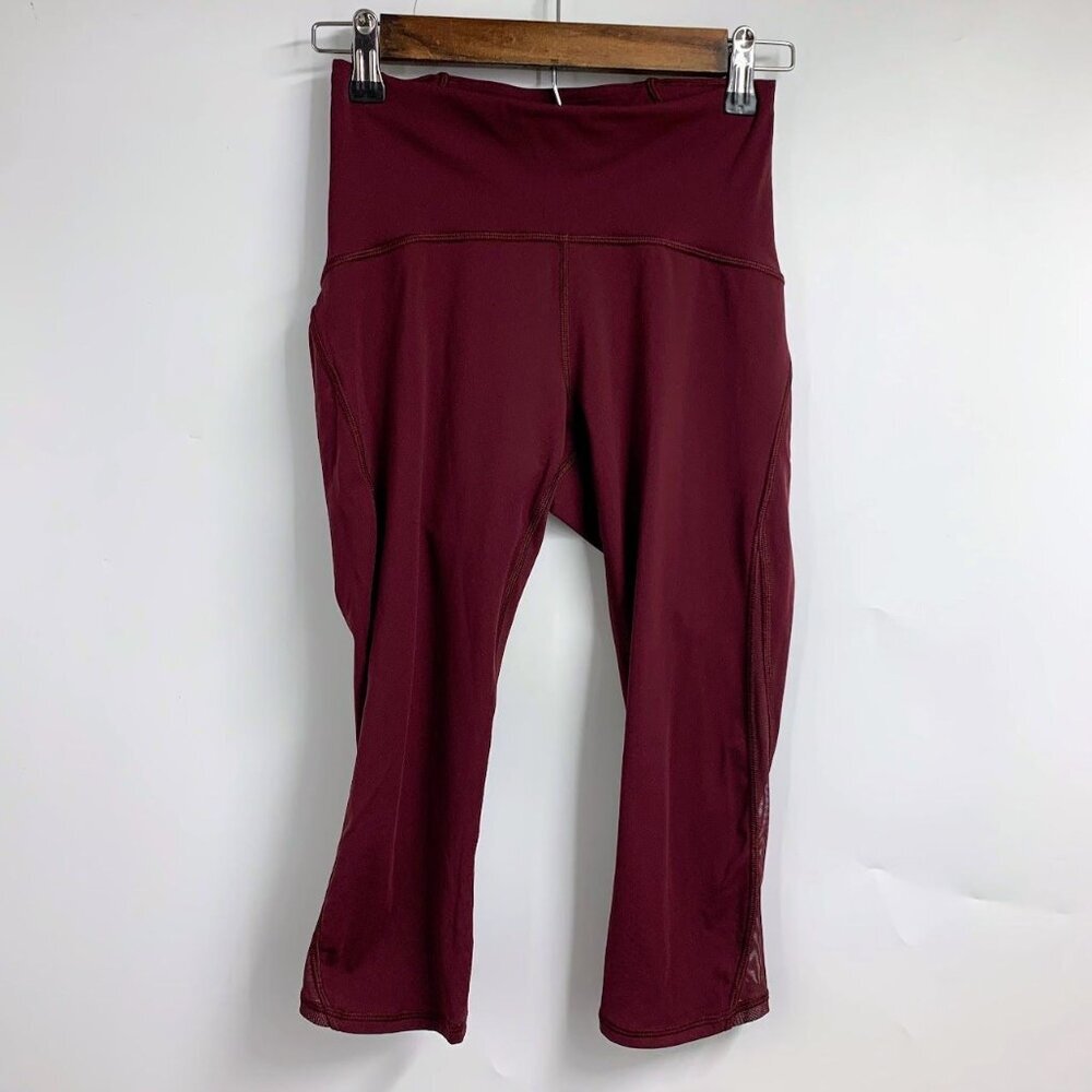 Lululemon Women's Train Times Crop 17" Deep Rouge Red Cropped Leggings Size 4